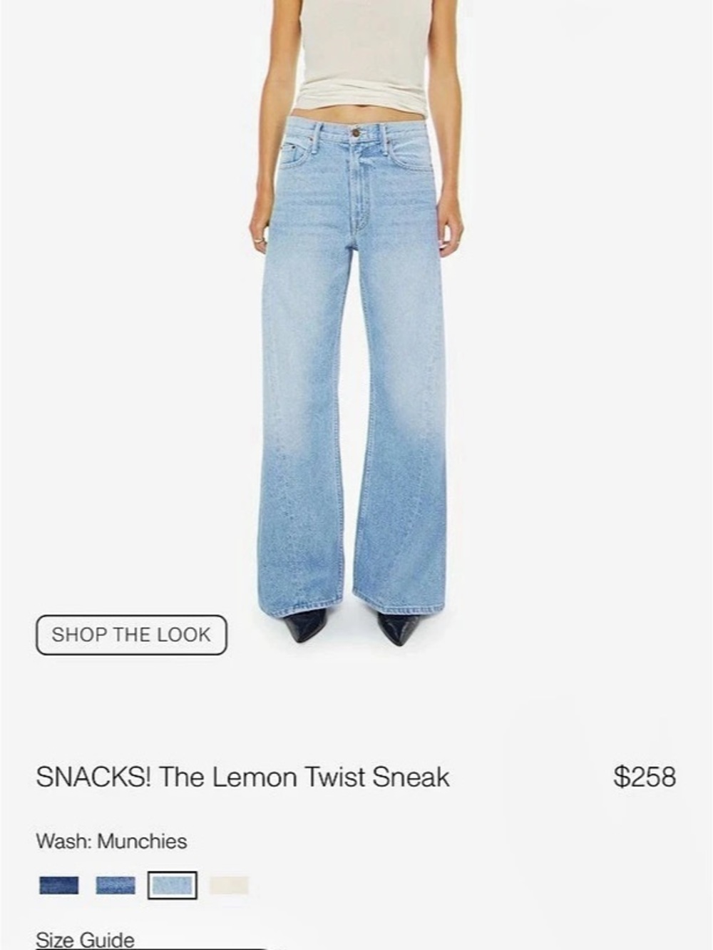 Mother Snacks! The Lemon Twist Sneak Wide Leg Jeans in Blue Waist 28 - Picture 4 of 9